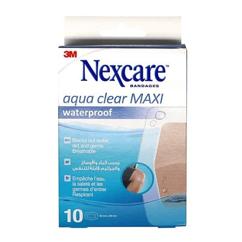 Nexcare Aqua Clear Maxi Waterproof Bandages 10'S