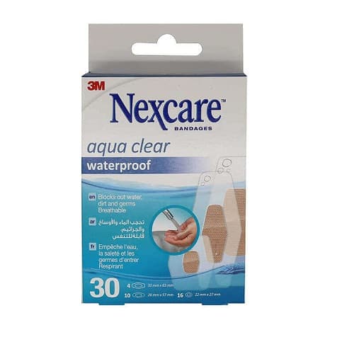 Nexcare Aqua Clear Waterproof Bandages 30’s